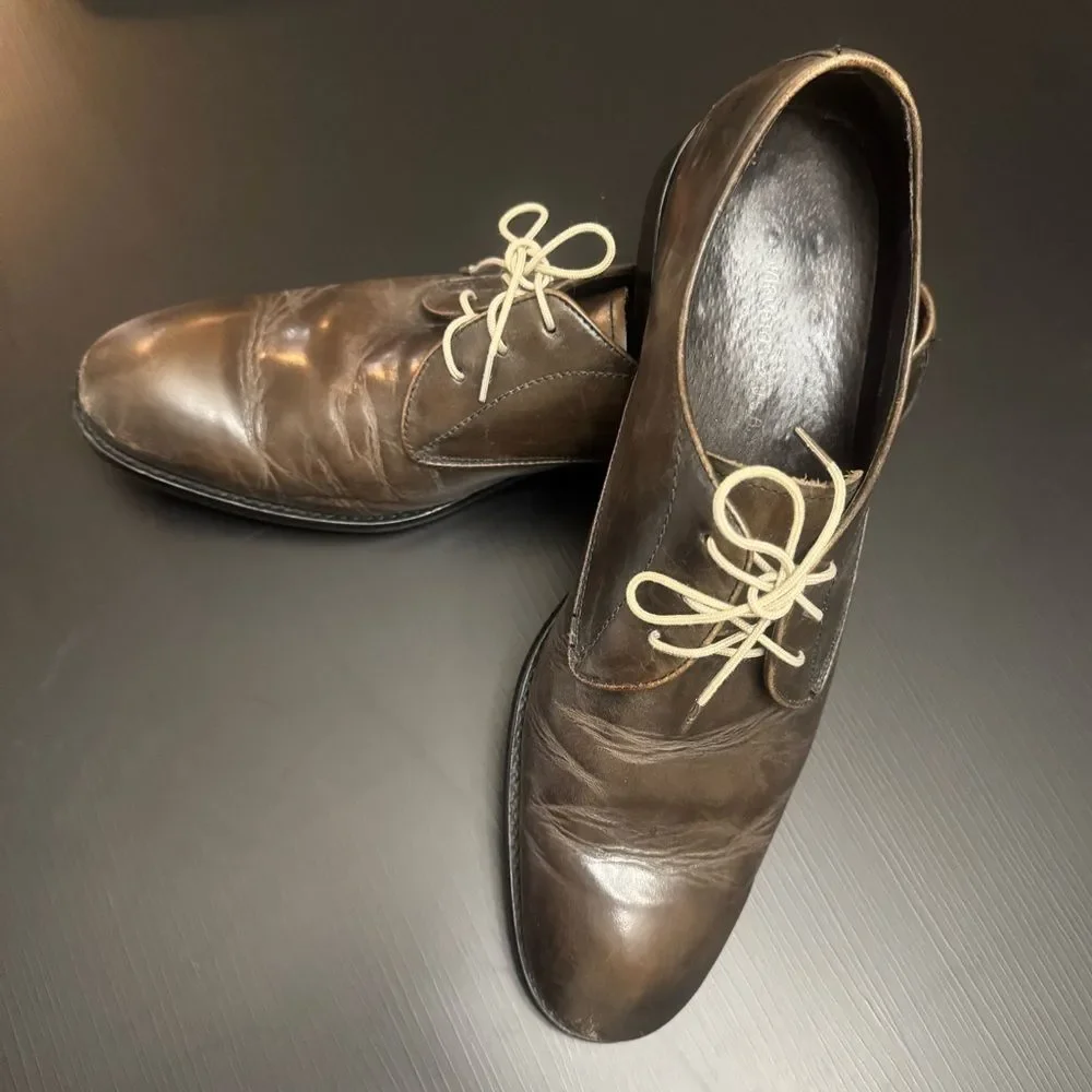JOHN VARVATOS Star USA Leather Oxfords Size 10 Brown Lace-Up Dress Shoes Men